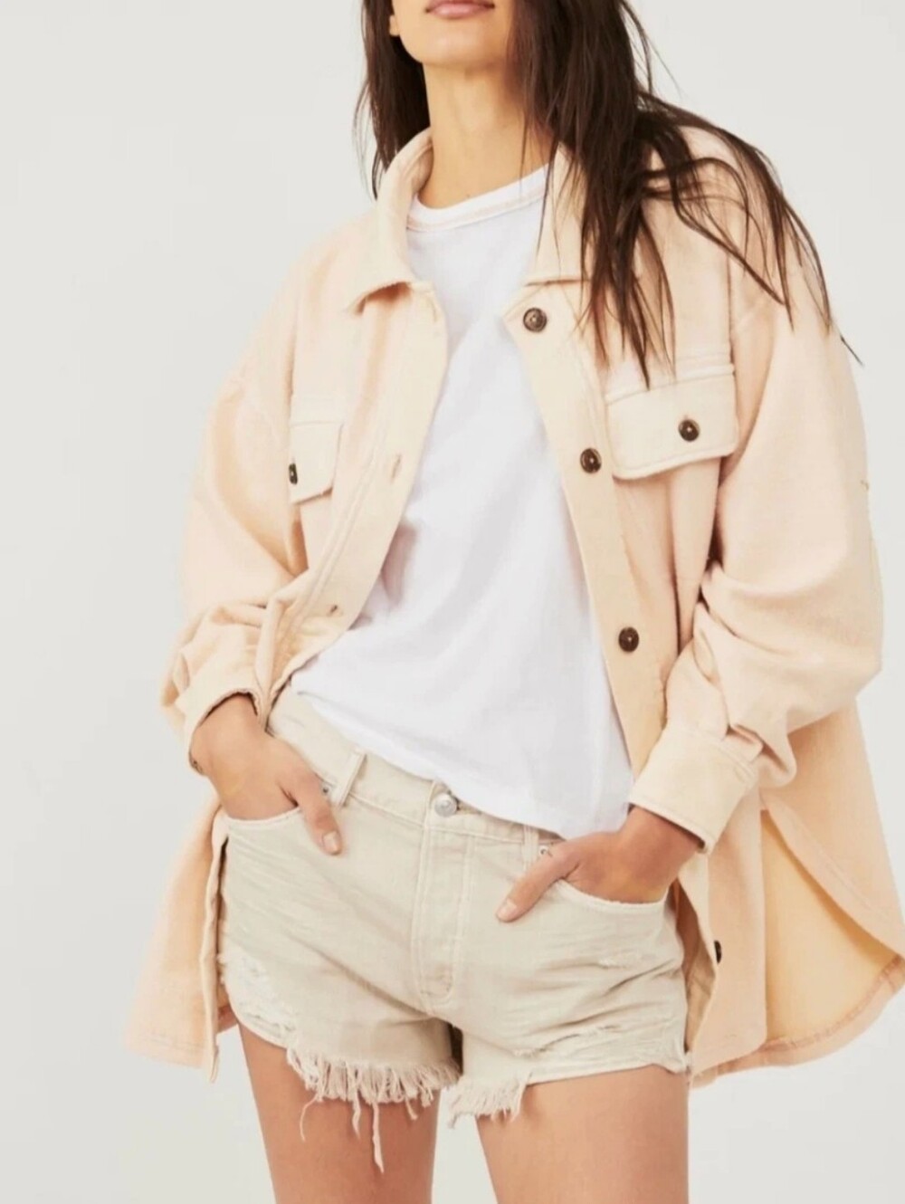 FREE PEOPLE WE THE FREE RUBY OVERSIZED FLEECE  SHIRT JACKET _SIZE:SMALL